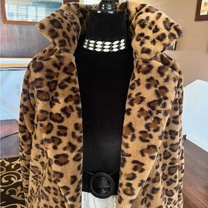 Leopard Print Faux Fur Coat